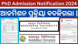 Odisha PhD Admission 2024 II Sambalpur University amp Berhampur University II phdadmission2024 [upl. by Bascio735]