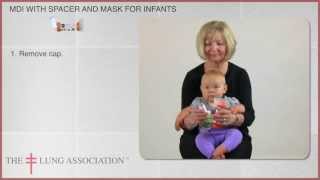 How to give an infant a puffer with a mask and a spacer [upl. by Sawyere]