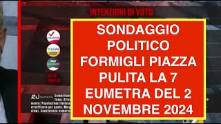 SONDAGGIO POLITICO FORMIGLI PIAZZA PULITA LA 7 EUMETRA DEL 2 NOVEMBRE 2024 [upl. by Olgnaed]