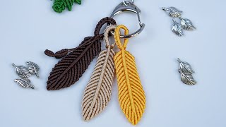 Macrame keychain  DIY Handmade Macrame  How to make Macrame feathers 🌿🍀🍂 [upl. by Lunn]