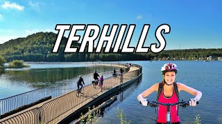 Cycling Over Water  Limburgs Surreal Bike Path Terhills Maasmechelen [upl. by Chesney]