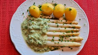 Spargel im Backofen gegart mit Kräutersauce aus pürierten gekochten Spargelenden [upl. by Yerbua509]