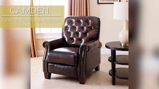 Abbyson  Camden Leather Pushback Recliner [upl. by Bonita353]