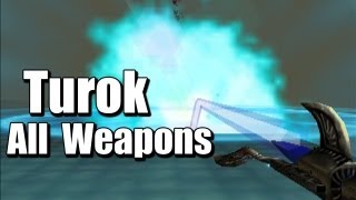 Turok Dinosaur Hunter All Weapons Explosions Effects Nukes Chronoscepter [upl. by Acebber]