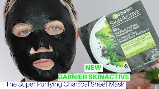 NEW Garnier SkinActive The Super Purifying Charcoal Sheet Mask  Nicole Chantell [upl. by Eniron568]