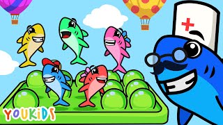 Five Little Baby Sharks Jumping on the Balloons  Youkids Nursery Rhymes [upl. by Hildegard224]