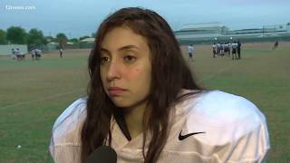 Centennial High School has its first female football player [upl. by Anaidni]