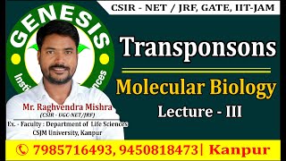 Transposable elements Lecture  3 Molecular Biology CSIR NETJRF [upl. by Sisely]