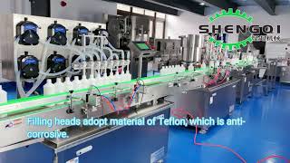 全自动消毒剂灌装生产线玻璃清洗剂蠕动泵灌装线Fully automatic glass cleaning agent disinfectant filling production line [upl. by Sleinad]