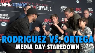 Brian Ortega Brings Backup for Staredown with Yair Rodriguez  UFC Fight Night 237 [upl. by Corydon]