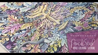 Colorful Leaves Adult Coloring  A PENCILSTASH TUTORIAL [upl. by Ravi]