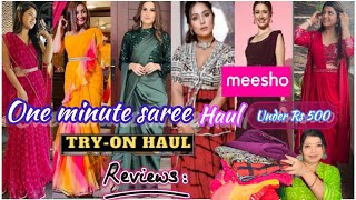 MEESHO Ready to wear one minute Saree haul ❤️ Starting from Only ₹ 490😱  desifashionworld [upl. by Natan]