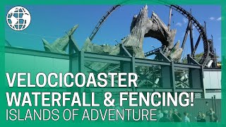 Waterfall and Electric Fencing Added to Jurassic World VelociCoaster  Islands of Adventure [upl. by Rennug]