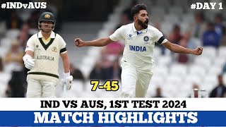 India vs Australia 1st Test DAY 1 Full Match Highlights  IND vs AUS 1st Test DAY 1 Full Highlights [upl. by Ailelc71]