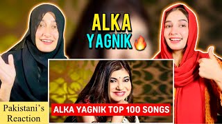 Alka Yagnik Top 100 Songs  All Time Hits  PAKISTAN REACTION [upl. by Aneerahs476]