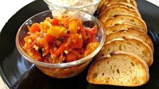 Bruschetta  Roasted Sweet Peppers amp Ricotta Cheese  PoorMansGourmet [upl. by Nadeau]