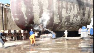 Hydroblasting ship hull with Dockmaster amp Dockboy Entraco System Solution BV [upl. by Erdnaet]