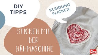 Hose stopfen mit selbst gesticktem Patch​  DIYMamis x Prym [upl. by Ennahs]