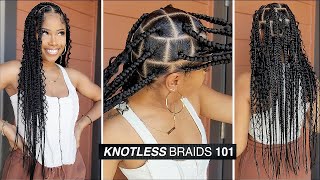 NEAT  EASY KNOTLESS BOHO BRAIDS🔥 beginner friendly [upl. by Auqcinahs]