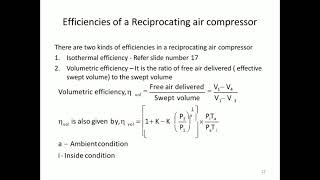 Module 5  Derivation of volumetric efficiency in reciprocating compressor [upl. by Enihpled]