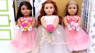 Best friends Bridesmaids save the wedding day Play Dolls adventures [upl. by Idyh]