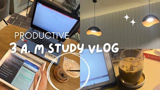 3 AM Productive Study vlog 🍞  waking up at 3 AM  Exam week  lots of coffee [upl. by Nohtiek397]