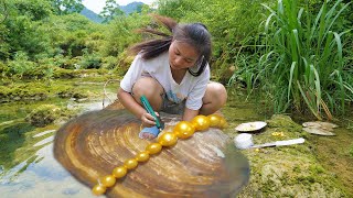 Outdoor handmade pearl picking technology see how I can turn pearls into a treasure [upl. by Derrik]