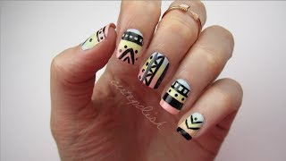 Easy Tribal Print Nails [upl. by Tnomyar]