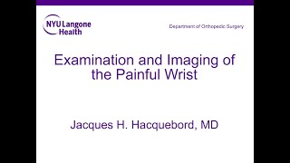 Wrist Pain Evaluation and Treatment  NYU Langone Orthopedic Webinar Series [upl. by Athey702]