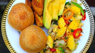 Ackee and Saltfish with Fried Dumplings using an electric mixer [upl. by Elnukeda240]