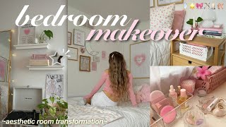 AESTHETIC ROOM MAKEOVER 🏹🪞🎀 pinterestinspired room transformation [upl. by Eisoj93]