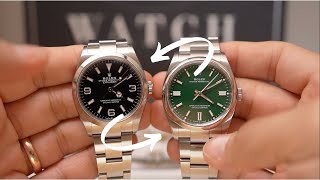 ROLEX COMPARISON EXPLORER 36 VS OYSTER PERPETUAL 36 [upl. by Llerruj520]