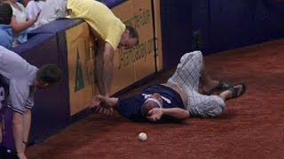 NYYTB Fan falls onto the field for a foul ball [upl. by Bigod]