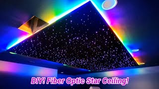 DIY Fiber Optic Star Ceiling in Home Game Room [upl. by Ailekahs]