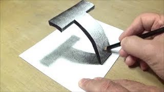 How To Draw A 3d Letter T  Easy Trick Art [upl. by Bekki729]