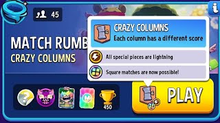 Crazy Columns Square Matches Lighting Strike Rumble Match  Match Masters [upl. by Bonnes220]