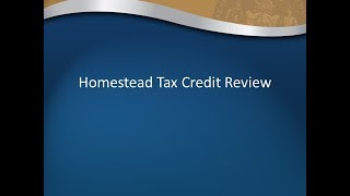 Homestead Credit Filing Overview for Tax Preparers [upl. by Ettellocin179]