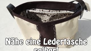 LEDERTASCHE HANDTASCHE SELBER NÄHEN  DIY  Nähen für Anfänger  Tutorial [upl. by Aiselad]