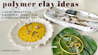 Polymer Clay Ideas  Daisy Trinket Dish Monstera Trinket Dish  Terrazzo Trinket Tray [upl. by Macintosh]