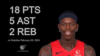 Dennis Schroder 18 pts 5 ast 2 reb vs Grizzlies  February 26 2024 [upl. by Painter]