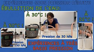 Ébullition de l’eau sous vide Expérience scientifiquePression réduitefiole à videtrompe à eau [upl. by Burley]