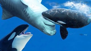 EL PODER DE LAS ORCAS  Orca vs Ballena Tiburón Delfin [upl. by Egdamlat]