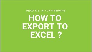 Readiris 16 How to export to Excel [upl. by Slemmer532]