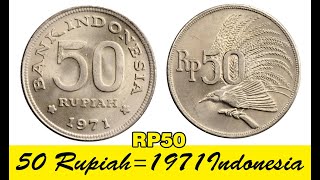 50rupiah 1971 Indonesia old silver coin review in English  old silver coins RP50 [upl. by Yroj]