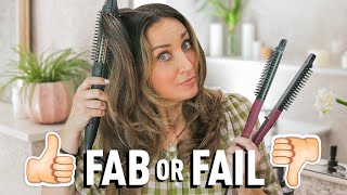 FAB or FAIL Do 2in1 Flat Iron Round Brushes Really Work [upl. by Ateuqahs]