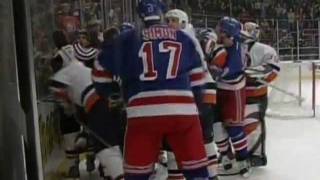 Arron Asham vs Matt Barnaby amp Dave Scatchard vs Chris Simon Feb 19 2004 [upl. by Noiek]