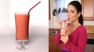 Strawberry Banana Smoothie Recipe  Laura Vitale  Laura in the Kitchen Episode 286 [upl. by Ydissahc]