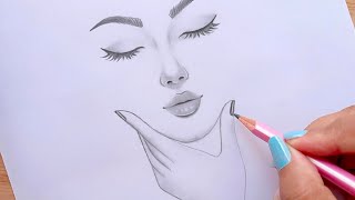 Easy way to draw a face  Pencil Sketch for beginners  Güzel Kız Çizimi [upl. by Alywt]