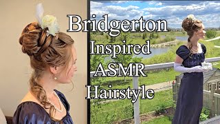 Bridgerton Inspired ASMR Hairstyle  Soft Spoken  Wind Sounds  Fresh Flowers 🌸  Real Person ASMR [upl. by Oicnecserc]