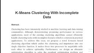 K Means Clustering With Incomplete Data [upl. by Milburt]